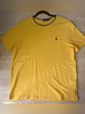 Polo Ralph Lauren Yellow Crewneck T-Shirt Men's Large Embroidered Pony Logo